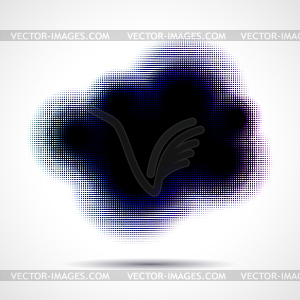 Halftone cloud shape with color aberrations - vector image