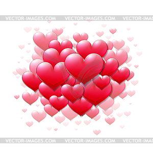 Valentines Day card with scattered purple hearts - vector image