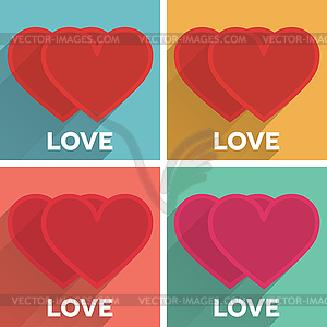 Set of flat typographic Valentines Day labels with - vector clipart