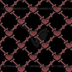 Ornamental seamless pattern with hearts - vector clipart