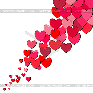 Valentines Day card with scattered hearts - vector image