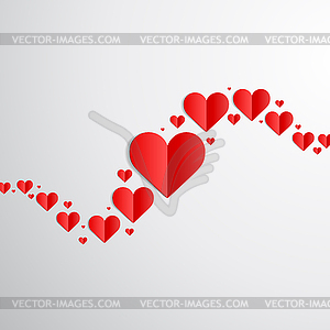 Valentines Day card with cut paper hearts - vector clipart