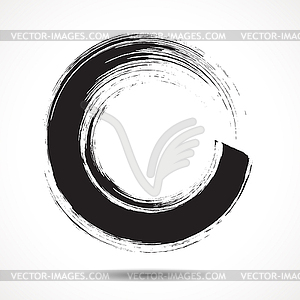 Brush painted black ink circle - vector image