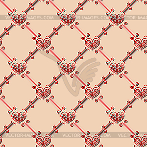 Декоративные бесшовные шаблон с сердцем - векторное изображение клипарта