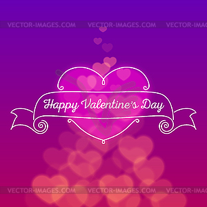Valentines Day vintage drawn ribbon with blurred - vector image