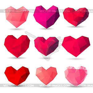 Set of heart gem symbols - vector image