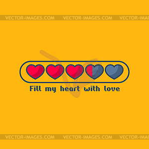 Valentine`s Day status bar with flat hearts - vector image