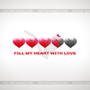 Valentine`s Day status bar with hearts - vector clipart