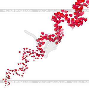 Valentines Day swirl of scattered hearts - vector clipart