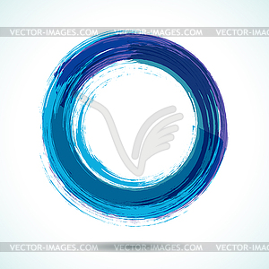 Blue brush painted watercolor circle - vector clipart