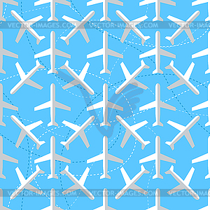 Seamless pattern with flat styled planes - vector clipart