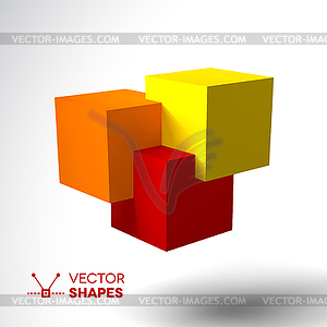 3D logo with bright colored cubes - vector image