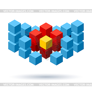 Blue cubes logo with red segments - vector clipart