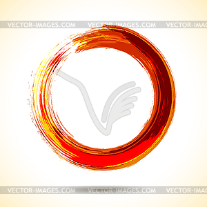 Red brush painted watercolor ring - vector clipart