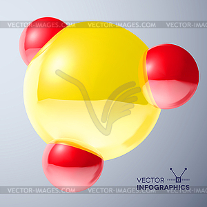 Glossy connected 3D balls with reflections - vector clipart