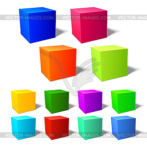 Set of brignt 3d cubes - vector clipart