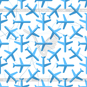 Seamless pattern with flat styled planes - stock vector clipart