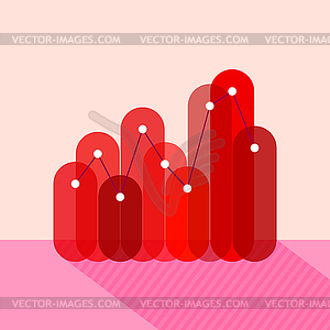 Infographics with red overlapping bars - vector clip art