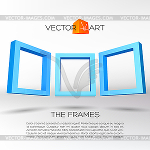 Three blue rectangular 3D frames - vector image