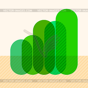 Infographics with rising green overlapping bars - vector clipart