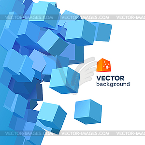 3D explosion background with cubical particles - vector image