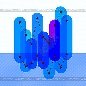 Infographics with blue overlapping bars - vector clipart