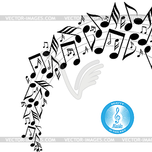 Messy scattered music notes on stave - royalty-free vector clipart