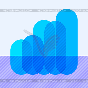 Infographics with rising blue overlapping bars - vector clip art