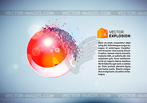 Red 3D ball exploded into pieces - vector clip art