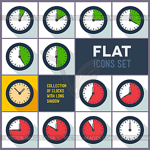 Set of clocks with 10 minutes interval - vector image