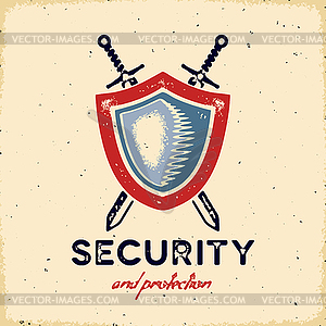 Vintage label with shield and crossed swords - vector clipart