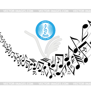 Messy scattered music notes on stave - vector clip art