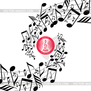 Messy scattered music notes on stave - vector clipart