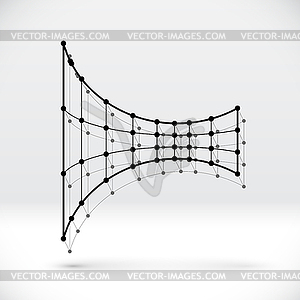 Abstract 3D wireframe shape with connected structure - vector clip art
