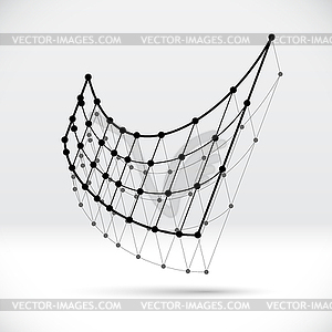 Abstract 3D wireframe shape with connected structure - vector clipart