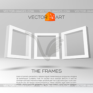 Three white rectangular 3D frames - vector image