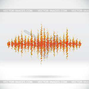 Sound waveform made of scattered balls - vector clipart