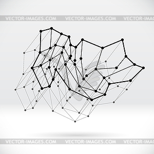 Abstract 3D wireframe shape with connected structure - vector clipart