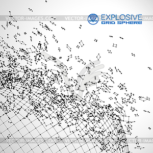 Exploded grid made of connected dots - vector clip art