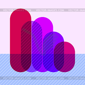 Infographics with falling purple overlapping bars - vector clip art