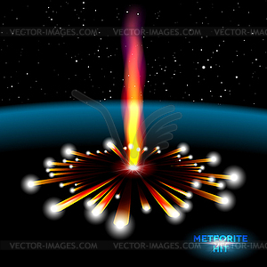 Space card with meteorite explosion - vector clipart