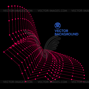 Волнистые сетки сделаны из подключенных точек с признаками - стоковый клипарт