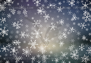 Christmas background with snow falling on blurred - vector clip art