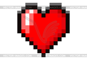 3D red heart with black edge in pixels for - vector clipart / vector image