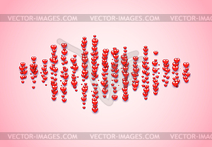 Sound wave filled with hearts for Valentine`s Day, - vector clipart