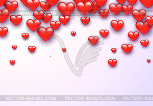 Поздравительная открытка на День Святого Валентина с летающими красными сердечками - векторный клипарт Royalty-Free