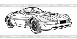 Abstract retro sports car in black and white ink - vector clipart
