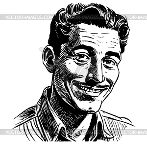 Man portrait in hand drawing or engraving style. 60 - vector clip art