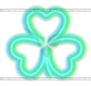 Neon glowing clover leaf or shamrock for St Patrick - vector image