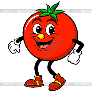 Funny red tomato character in retro style. - vector clipart